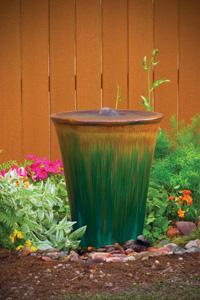 Tan/Green Ceramic V-Shaped Urn
